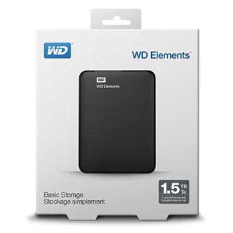 Western Digital externí pevný disk, Elements Portable, 2.5&quot;, USB 3.0, 1,5TB, 1500GB, WDBU6Y0015BBK, černý