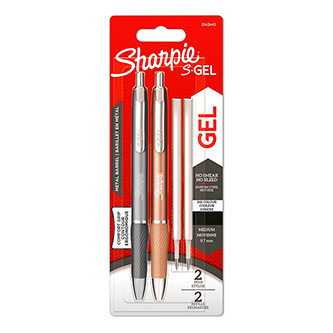 Sharpie, gelové pero S-Gel Metal, černé, 2ks, 0.7mm, navíc 2 náplně