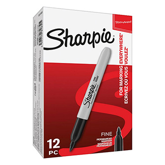 Sharpie, popisovač Fine, černý, 12ks, 0.9mm, permanentní