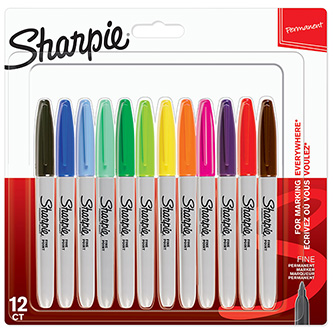 Sharpie, popisovač Fine, mix barev, 12ks, 0.9mm, permanentní, blistr