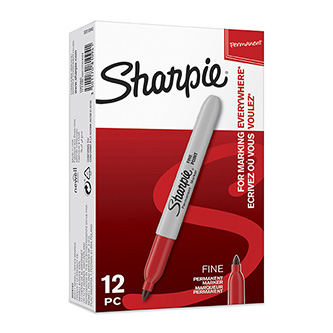 Sharpie, popisovač Fine, červený, 12ks, 0.9mm, permanentní