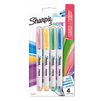 Sharpie, zvýrazňovač S-Note, mix barev, 4ks, kreativní