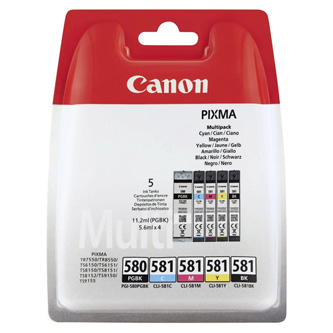 Canon originální ink PGI-580PGBK/CLI-581CMYBK Multi pack, CMYK+PGBK, blistr s ochranou, 1*11.2 + 4*5.6ml, 2078C006, Canon 5-pack P