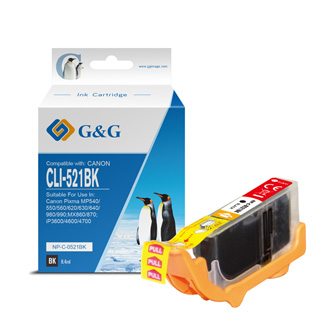 G&G kompatibilní ink s CLI521BK, black, 8.4ml, NP-C-0521BK, 2933B001, pro Canon iP3600, iP4600, MP620, MP630, MP980