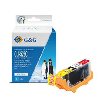 G&G kompatibilní ink s CLI526C, cyan, 8.4ml, NP-C-0526C, 4541B001, pro Canon Pixma MG5150, MG5250, MG6150, MG8150