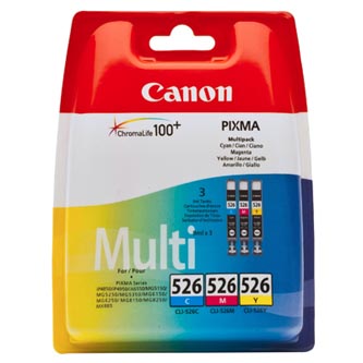 Canon originální ink CLI526 CMY, cyan/magenta/yellow, 340str., 3x9ml, 4541B009, 4541B006, Canon 3-pack Pixma MG5150, MG5250, MG61