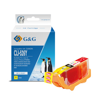 G&G kompatibilní ink s CLI526Y, yellow, 8.4ml, NP-C-0526Y, 4543B001, pro Canon Pixma  MG5150, MG5250, MG6150, MG8150