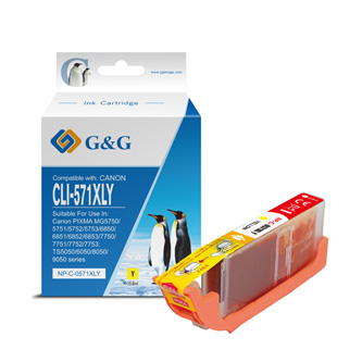 G&G kompatibilní ink s CLI571Y XL, yellow, 10,8ml, ml NP-C-0CL571XLY, high capacity, Canon PIXMA MG5750, MG5751, MG5752, MG5753, M