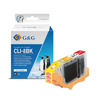 G&G kompatibilní ink s CLI8BK, black, 490str., NP-C-0008BK, pro Canon iP4200, iP5200, iP5200R, MP500, MP800