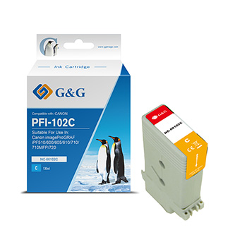 G&G kompatibilní ink s PFI102C, cyan, NC-00102C, pro Canon iPF-500, 600, 700, 765