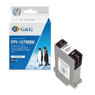 G&G kompatibilní ink s PFI107MBK, matte black, 130ml, NC-00107MBK, 6704B001, pro Canon iPF-680, 685, 780, 785