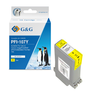 G&G kompatibilní ink s PFI107Y, yellow, 130ml, NC-00107Y, 6708B001, pro Canon iPF-680, 685, 780, 785