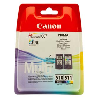 Canon originální ink PG-510/CL-511, black/color, blistr, 220, 245str., 9ml, 2970B010, Canon 2-pack MP240, 260, 270, 480