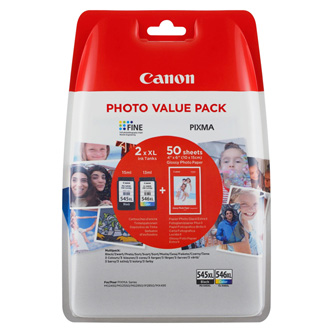 Canon originální ink PG-545XL/CL-546XL photo value pack, black/color, 8286B007, Canon 2-pack + paper PIXMA MG2450, MG2555, MG2950