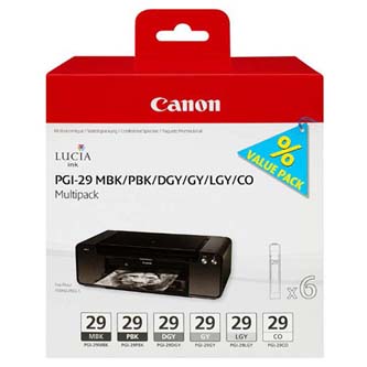 Canon originální ink PGI-29 MBK/PBK/DGY/GY/LGY/CO Multi pack, black/grey, 4868B018, Canon Pixma Pro 1