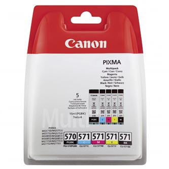 Canon originální ink PGI-570/CLI-571 GBK/BK/C/M/Y Multi Pack, black/color, 0372C004, Canon Pixma MG575x, MG685x, MG775x