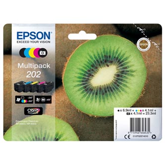 Epson originální ink C13T02E74010, 202, CMYK, 250 (čb)/300 (bar.)str., 1x6.9ml, 4x4.1ml, Epson XP-6000, XP-6005