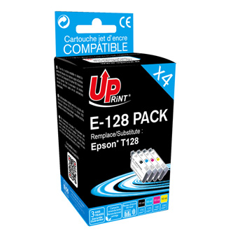 UPrint kompatibilní ink s C13T128, 1xblack/1xcyan/1xmagenta/1xyellow, 4x10ml, E-128 PACK, pro Epson Stylus S22, SX125, 420W, 425W,