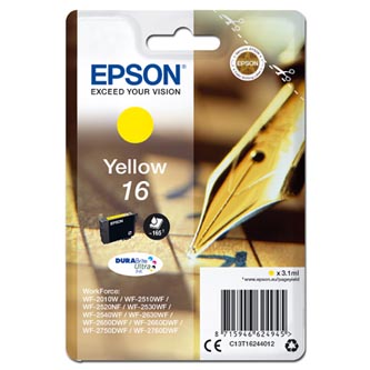 Epson originální ink C13T16244012, T162440, yellow, 3.1ml, Epson WorkForce WF-2540WF, WF-2530WF, WF-2520NF, WF-2010
