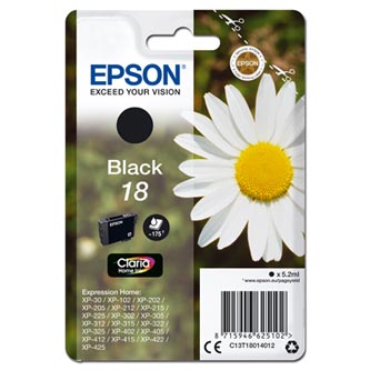 Epson originální ink C13T18014012, T180140, black, 5,2ml, Epson Expression Home XP-102, XP-402, XP-405, XP-302