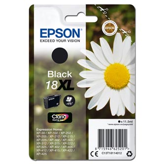 Epson originální ink C13T18114012, T181140, 18XL, black, 11,5ml, Epson Expression Home XP-102, XP-402, XP-405, XP-302