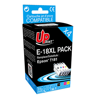 UPrint kompatibilní ink s C13T181, 18XL, 1xblack/1xcyan/1xmagenta/1xyellow, 1x12+3x9ml, E-18XL BK/C/M/Y PACK 4, pro Epson Expressi