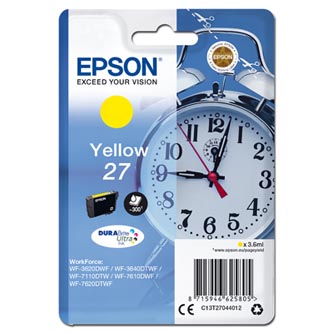Epson originální ink C13T27044012, 27, yellow, 3,6ml, Epson WF-3620, 3640, 7110, 7610, 7620