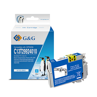 G&G kompatibilní ink s C13T29924010, cyan, NP-R-2992C, pro Epson Expression Home XP-235, XP-332, XP-335, XP-432, XP