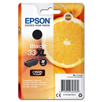 Epson originální ink C13T33514012, T33XL, black, 12,2ml, Epson Expression Home a Premium XP-530,630,635,830
