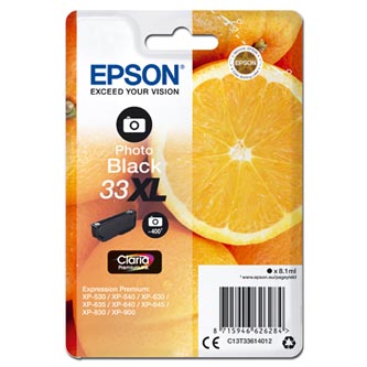 Epson originální ink C13T33614012, T33XL, photo black, 8,1ml, Epson Expression Home a Premium XP-530,630,635,830