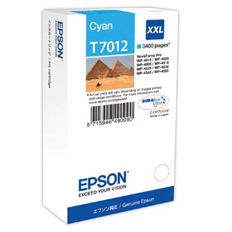 Epson originální ink C13T70124010, XXL, cyan, 3400str., Epson WorkForce Pro WP4000, 4500 series