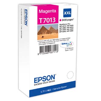 Epson originální ink C13T70134010, XXL, magenta, 3400str., Epson WorkForce Pro WP4000, 4500 series