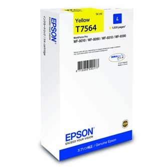 Epson originální ink C13T756440, T7564, L, yellow, 1500str., 14ml, 1ks, Epson WorkForce Pro WF-8590DWF