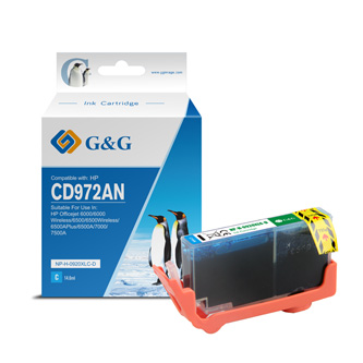 G&G kompatibilní ink s CD972AE, cyan, 700str., NP-H-0920XLC(HP920XL, pro HP Officejet