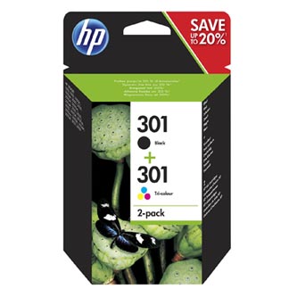HP originální ink N9J72AE, black/color, 190/165str., HP 301, HP 2-pack Deskjet 1510, 3055A, Officejet 2622