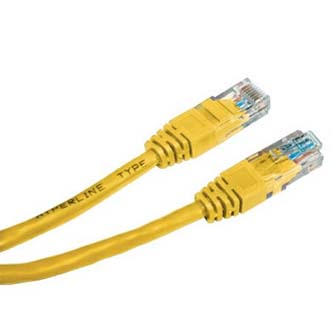 Síťový LAN kabel UTP patchcord, Cat.6, RJ45 samec - RJ45 samec, 2 m, nestíněný, žlutý, economy