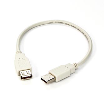 Kabel USB (2.0), USB A M- USB A F, 0.3m, černý/bílý, Logo, blistr