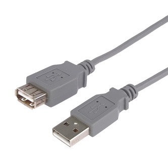 Kabel USB (2.0), USB A M - USB A F, 3m, šedý, Logo, cena za 1 kus