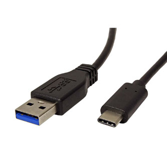 Kabel USB (3.1), USB A M- USB C M, 1m, kulatý, černý, plastic bag