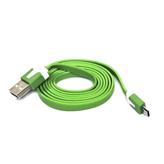 Kabel USB (2.0), USB A M- USB micro M, 1m, plochý, zelený