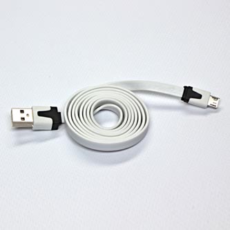 Kabel USB (2.0), USB A M- USB micro M, 1m, plochý, bílý, Logo, blistr