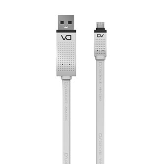 Kabel USB (2.0), USB A- USB micro, 1m, plochý, bílý, DA Marvo, box, DT0010MWE