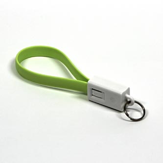 USB kabel (2.0), USB A samec - microUSB samec, 0.2m, světle zelená, klíčenka