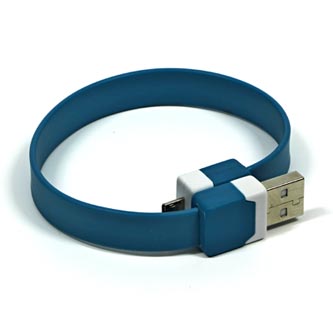 Kabel USB (2.0), USB A M- USB micro M, 0.25m, modrý, náramek