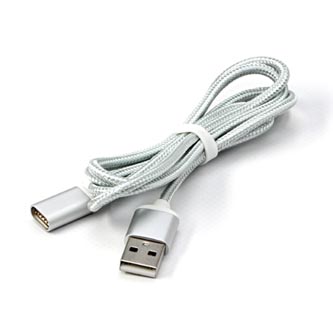 Kabel USB (2.0), USB A M- Magnetická koncovka, 1m, stříbrný