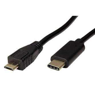 Kabel USB (2.0), USB micro B (2.0) M- USB C M, 0.2m, kulatý, černý, plastic bag