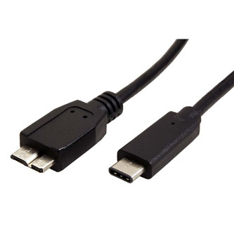 Kabel USB (3.1), USB micro B (3.0) M- USB C M, 0.5m, kulatý, černý, plastic bag