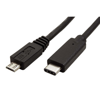 Kabel USB (2.0), USB micro B (2.0) M- USB C M, 1m, kulatý, černý, plastic bag
