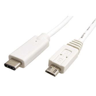 Kabel USB (2.0), USB micro B M- USB C M, 1m, kulatý, bílý, plastic bag