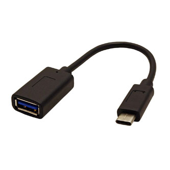 Kabel USB (3.1), USB A F- USB C M, 0.15m, kulatý, černý, plastic bag, OTG kabel